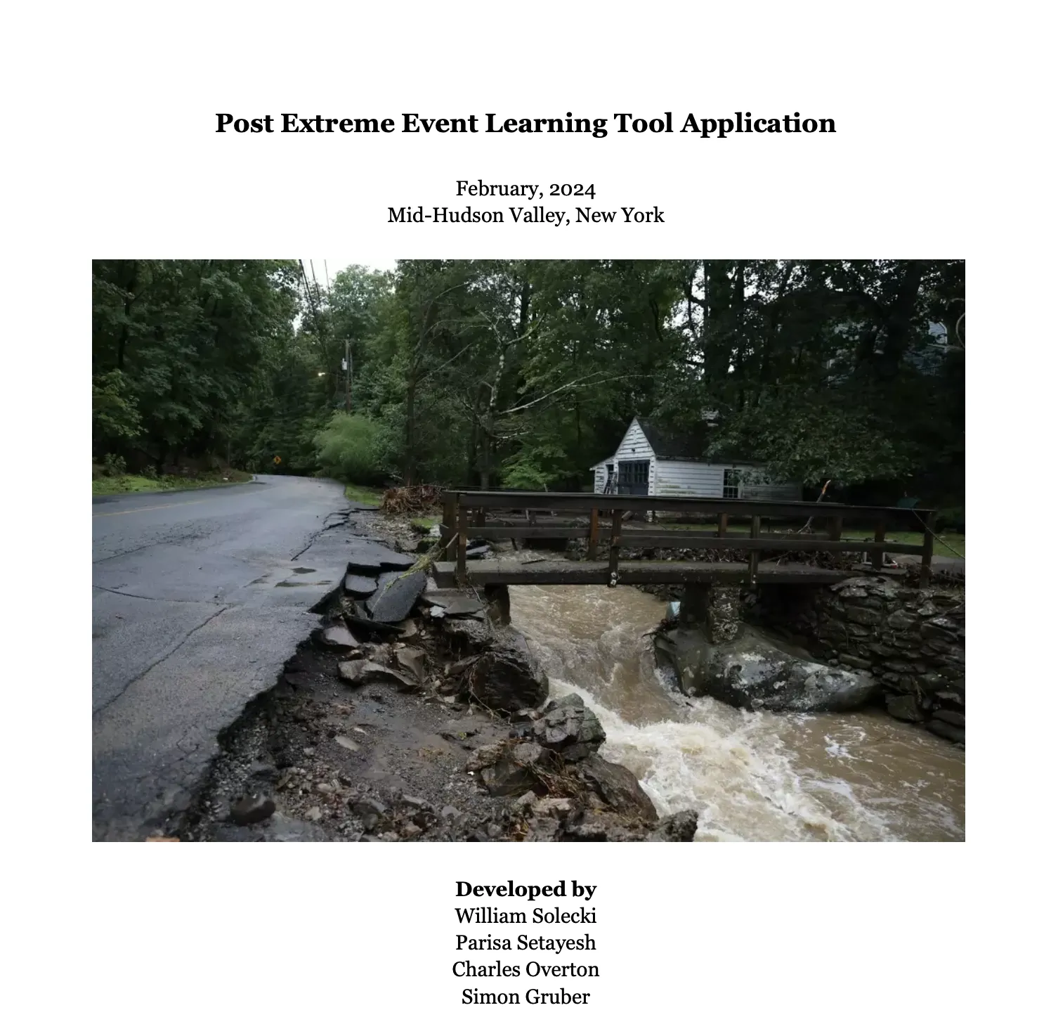 Post Extreme Event Learning Tool Application